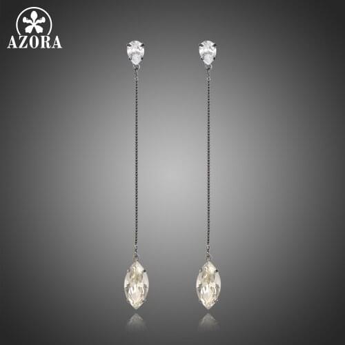 AZORA Romantic AAA Cubic Zirconia Marquise Shape Dangle Earrings for Women Girl Dating Party Fashion Jewelry Brincos Gift TE0403