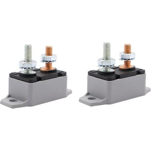2Pcs 12/24V Stud Bolt Type Automatic Reset Cover Truck Boat Bus Boat Circuit Breaker Fuse(25Amp)