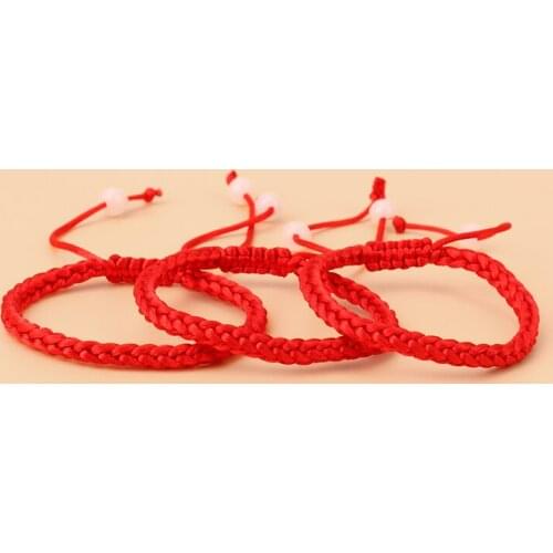 20pcs/Lot Lucky Friendship Red Cord String Kabbalah Bracelet for Unisex Handmade Braided Rope Adjustable Jewelry