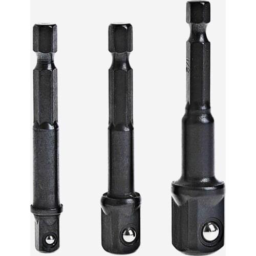 2018 New 3Pcs/Set 1/2" 1/4" 3/8" Extension Drill Bit Bar Hex Socket Power Driver Shank Adapter