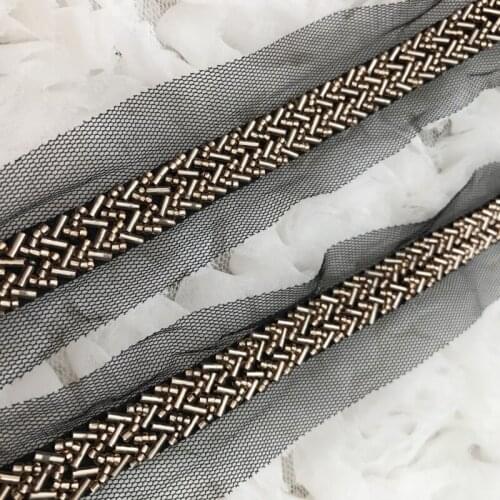 3 Yards Beaded Lace Ribbon Trim Fabric DIY Embroidered collar Decoration lace Net Cord For Sewing