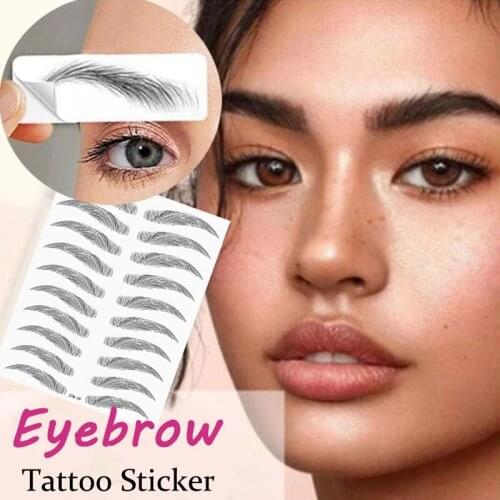 4D Eyebrow Tattoo Sticker Hair-Like False Eyebrows Waterproof Long Lasting Water Transfer Eye Brow Stickers Makeup Cosmetics