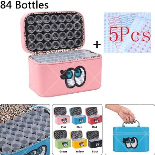 6 Colors 84 Bottles Diamond Painting Cross Stitch Accessories Tool Box Container Diamond Storage Cute Bag Case Embroidery