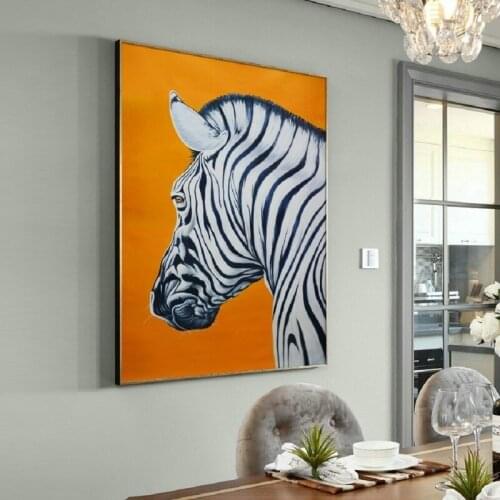 Abstract Zebra Animal Orange Backboard Canvas Painting Wall Art Nordic Posters and Prints Wall Pictures for Living Room Decor