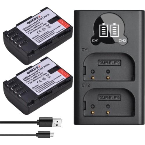 DMW-BLF19 BLF19 DMW-BLF19E Battery with LED Dual Charger for Panasonic GH4 GH5 Lumix DMC-GH4 DC-GH5 DMC-GH3 GH3, Lumix G9