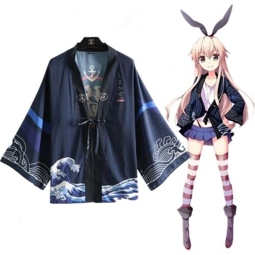 Anime Game Kantai Collection Shimakaze Cosplay Costumes Kimono Yukata Outerwear Coat Unisex Daily Haori Long Tops cloak