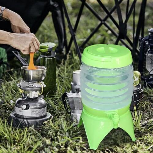 Car Portable Folding Bucket With Handle PET Material No Odor Adjustable Water Output Used For Self-driving Travel Traveling