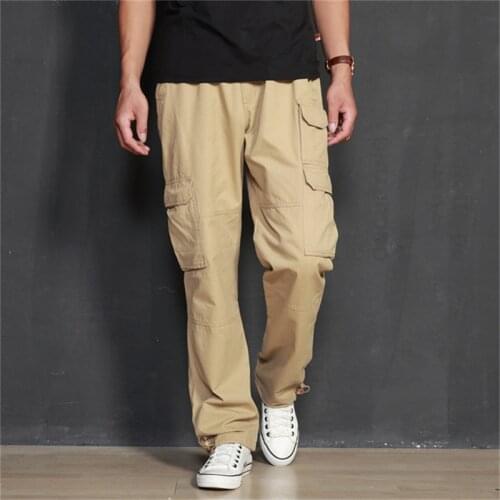 Cargo Pants Men Autumn Casual Loose Military Long Trousers Men Baggy Multi-Pockets Khaki Tactical Pants Clothes Pantalon Homme