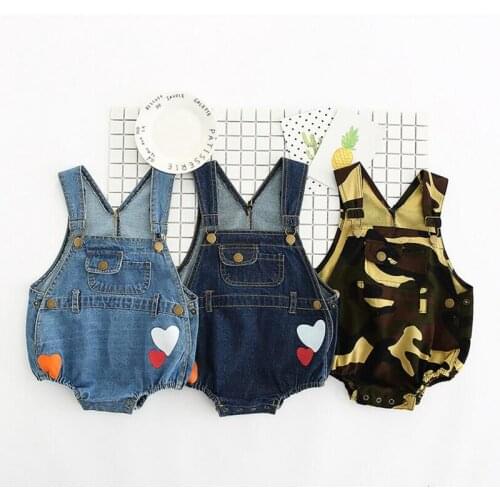 Baby Girls denim Overall kids boys Jeans Clothes Toddler Suspender Shorts Baby Jumpsuit Newborn Camouflage Rompers for 2017