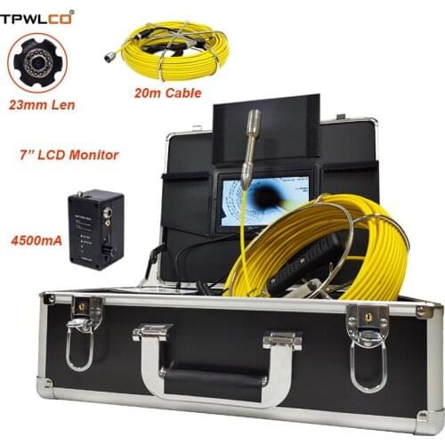 20m Cable Reel Sewer Drain Cleaner Waterproof Camera Inspection System 7" Color Screen 23mm Len Professional Endoscope Camera
