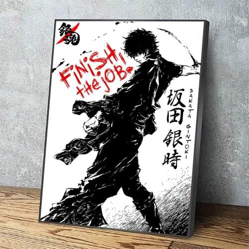 Canvas Print Picture Gintama Japan Anime Wall Art Black Man Gift Paintings Home Decoration Module Poster For Living Room Frame