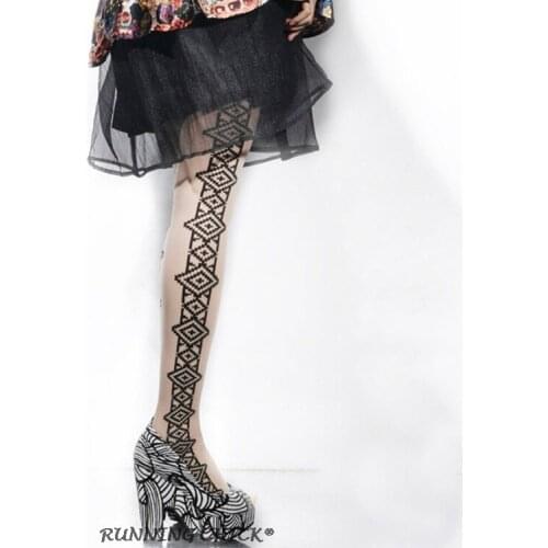 Side Leg Geometric Pantyhose Leg Seam Stockings Adult Socks Print Thin Running Chick Cn(origin) Polyester Acrylic 69 (%)