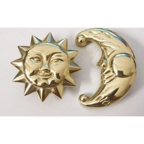 Sun Moon Brass Knobs Cabinet Kitchen Cupboard Cabinet Door Knob Wine Cabinet Drawer Pulls Home Decor Furniture Handles Hardware