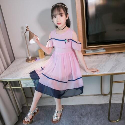 Girls' Summer Dress New Summer Princess Skirt Little Girl Chiffon Girl Clothes for 4 5 6 7 8 9 10 11 12 13 14 Years Old