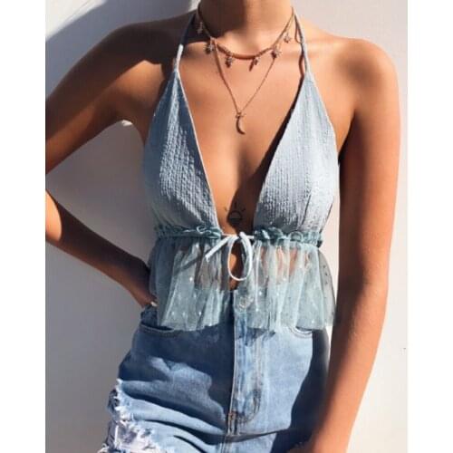 Summer Short Sling Outer Wear Hollow Strap Tube Top Sexy Lace Kont Front Ruffle Hem Halter Tops Bustier Crop Elegant Women Beach