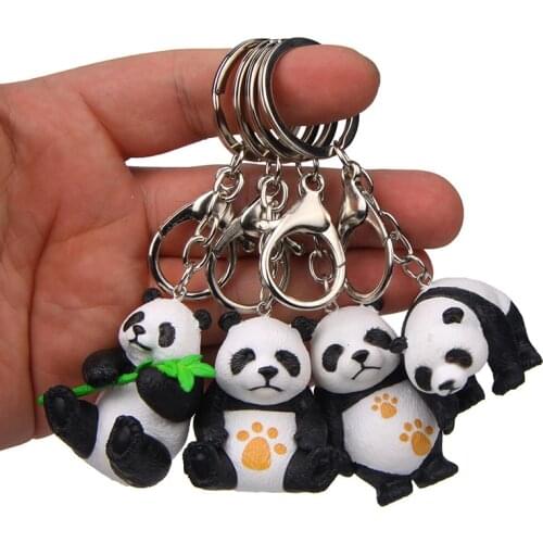 Cute panda keychain pendant three-dimensional panda doll fashion bag ornaments travel small gifts jewelry pendants