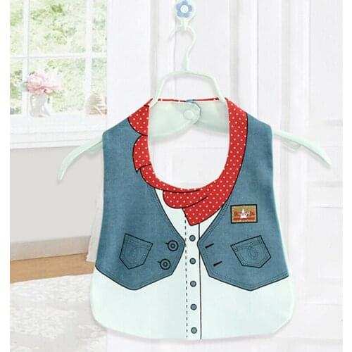 2Colors Waterproof Bib Cotton Soft Convenient Baby Bibs Funny Design Fashionable Vest Cute Cartoon Design Non-toxic