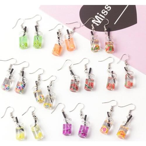 Fashion Acrylic Dangle Earrings Fruits Bottle Pendant For Women Girls transparent Charms Drop Ear Jewelry Party Gifts