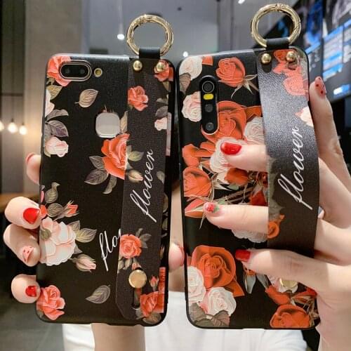 Fashion Flower Wrist Strap Phone Case for iPhone 12 Pro Max Mini 11 6 6S 7 8 Plus X XR XS Chic Style Women Holder Cover Funda