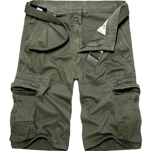 2020 Summer Mens knee Length Cotton Army Cargo Shorts Men Casual Shorts multi-pocket loose shorts Bermuda Trousers dropshipping