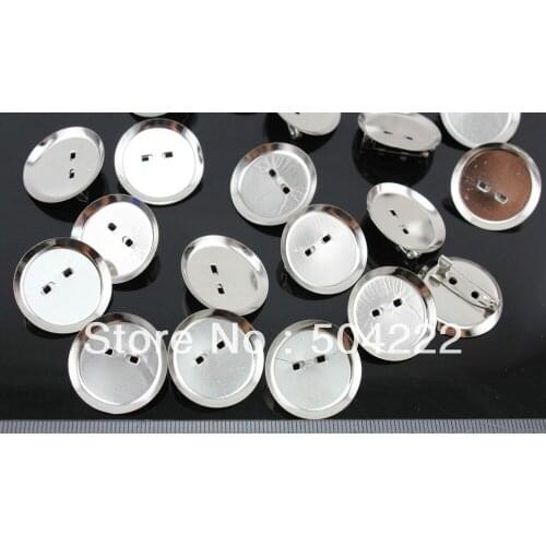 Set of 150pcs metal Silver tone stainless steel Brooch Pin Backs back pins w/25mm round pad -JS0089