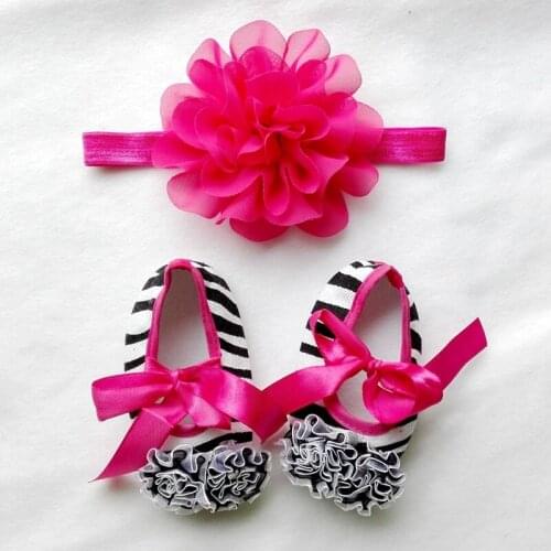 Naturalwell Baptism Newborn Girl Gift Newborns Fabric Booties Hairband Set Little Girl Walker First Shoe 1set S140S S142S