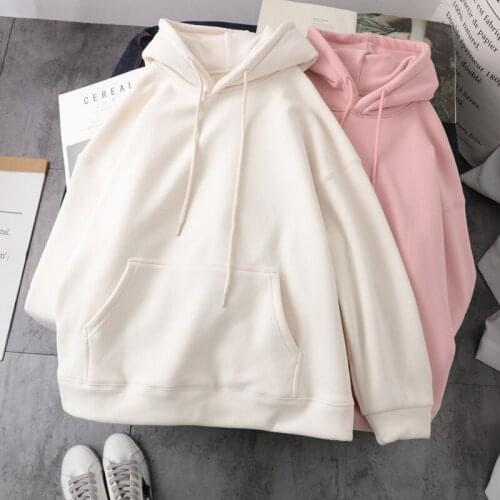 Plush And Thick Slouchy Womens Hoodie Sweatshirt Autumn / Winter 2020 New Korean Loose Coat High Street WN