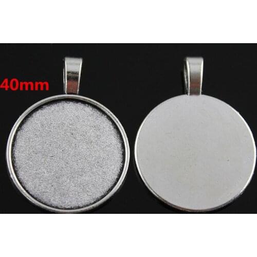 3pcs Large Heavy Antique Silver/Antique Bronze Round Base Bezel Setting Tray Pendant Charm/Finding,fit 40mm Cabochon/Cameo