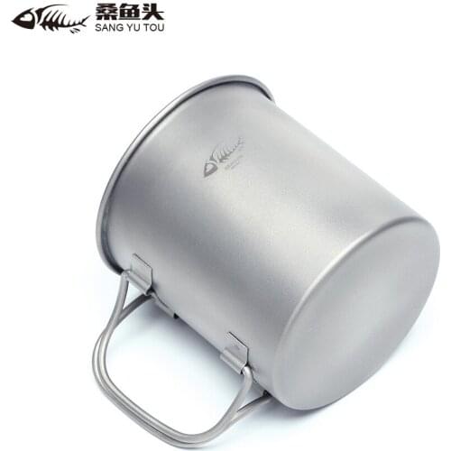 EDC Large capacity 450ML Portable Outdoor Cup Titanium Water Cups Portable Camping Titanium Tableware Single-layer Cup