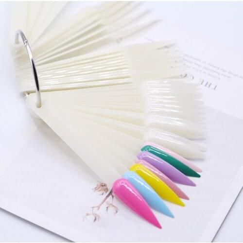 50pcs Sharp Head Nail Art Showing Shelf Nail Display Card Gel Polish Color Chart Manicure Practice False Nail Tip Tools Clear
