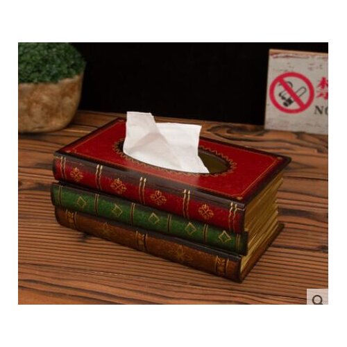 Props book Villa club model Sharui book Photography shaped wooden box of American retro European paper towel room decoration
