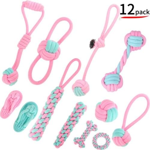Pink and Blue Pet Cotton Rope Toy Combination Bite-resistant Dog Toy