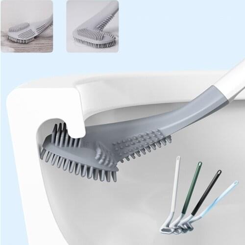 Long Handle Toilet Cleaning Brush Silicone Toilet Brushes for Bathroom Toilet Cleaning Brush Bendable Silicone Brush Head