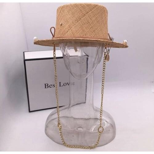 2021 new arrival summer raffia sunhat for women flat top short brim sun profection free shipping