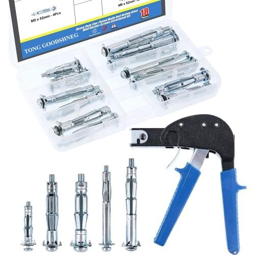 Heavy Duty Gun Wall Anchor Metal Setting Tool with Molly Bolt Hollow Drive Wall Anchor Screws Kit for Cavity Anchor Plasterboard