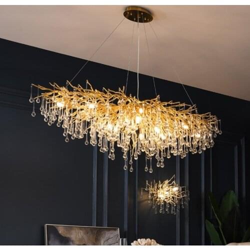 Light luxury water drop chandelier creative glass personality aluminum design art bedroom lamp modeling bar living room dining r