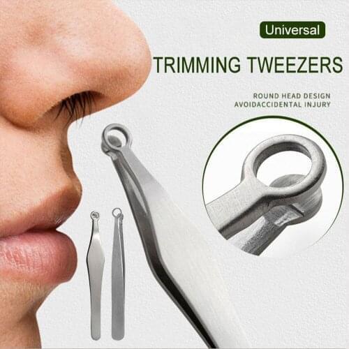 Universal Nose Hair Trimming Tweezers Stainless Steel Eyebrow Nose Hair Cut Manicure Facial Trimming Makeup Scissors