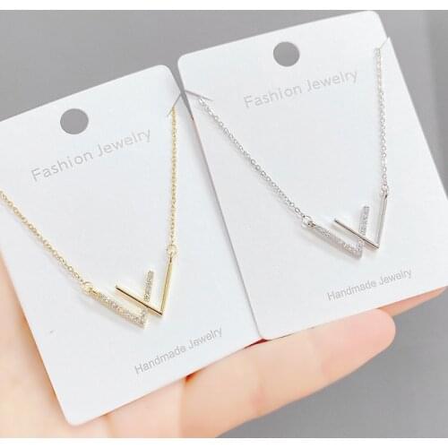 Korean Style W Letter Necklace Womens Personality Simple Double V Clavicle Chain Fashion Trendy Temperament Ornament