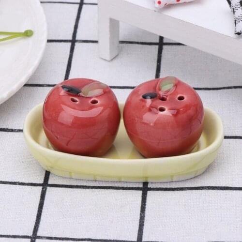 1 Pair Apple Ceramic Salt Pepper Shakers Set Seasoning Bottle Wedding Party Gift