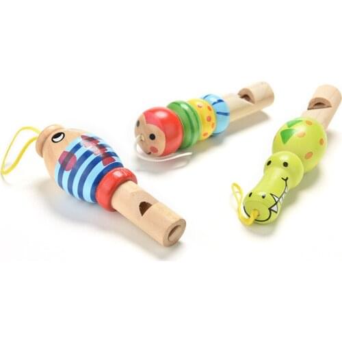 1PCS Mini Whistle Pirates Developmental Wooden Toy for Baby Kids Musical Toys Random Color