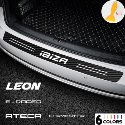 1pcs Car Rear Bumper Trunk Guard Carbon Fiber Vinyl Protected Decals Stickers For SEAT Ibiza Leon Cupra Formentor FR FR Racing