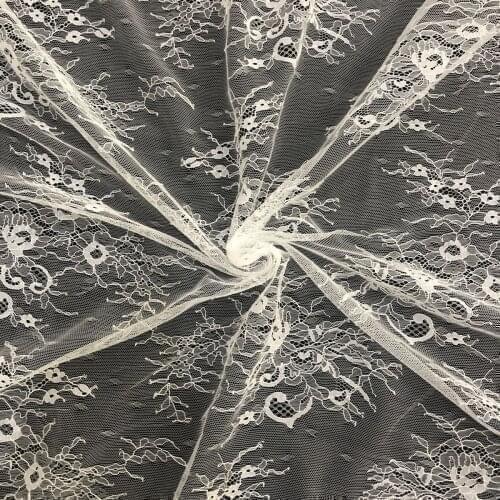 1 Yards 150CM Width Fashion Dress Top Quality Off White Gorgeous Embroidered French Lace Fabric Sequins Bridal Lace Fabric