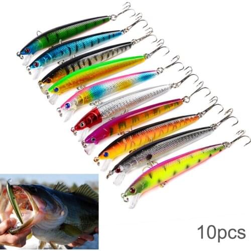 10 pcs/lot Minnow Fishing Lures 9.5cm 8.5g Hard Baits Wobblers with 2 Treble Hooks Sea Fishing Crankbait Pesca Jigging