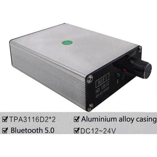 100W*2 Bluetooth dual chip TPA3116D2 high power Bluetooth 5.0 digital power amplifier board exquisite aluminum shell wireless