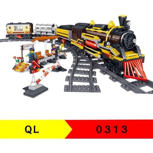 1464pcs QL0313 Building Blocks Persend Steam Rail Train Series Puzzle Assembled Childrens Toy Gifts