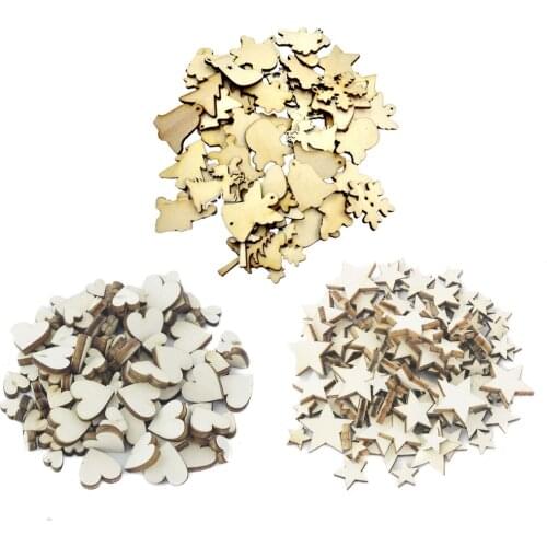 250pcs Assorted Wooden Tags Pieces Embellishment for DIY Party Wedding Decoration