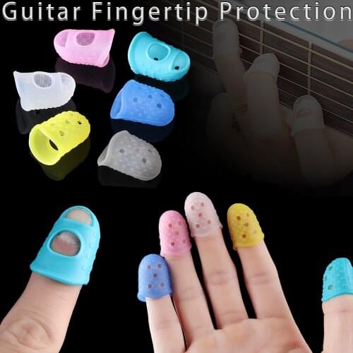 4Pcs/Set 6 Colors Silicone Finger Guards Antipain Non-slip Fingertip Protectors Ukulele Guitar Press Fingerstall Accessories