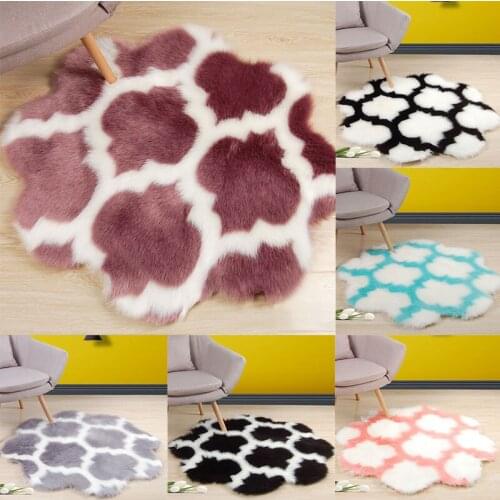 8Color Cilected Plum Blossom Simulation Wool Carpet 45cm Plush Warm Sofa Chair Cushion Living Room Bedroom Non-Slip Foot Mat