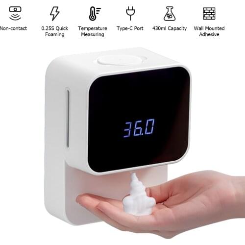 Automatic Soap Dispenser Non-contact Temperature Measuring with Digital Screen Fever Alarm 430ml Auto Foaming Soap Dispenser