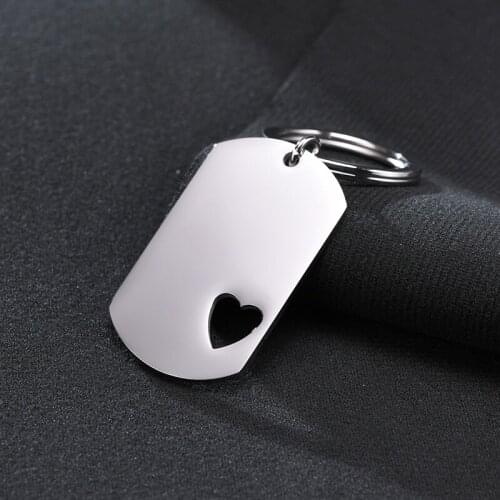 Custom Keychain for Women Men Stainless Steel Hollow Heart DogTag Keyring Family Gifts